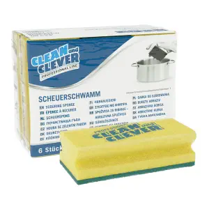 CLEAN&CLEVER  spugna abrasiva PRO 60, 7x15 cm, giallo/verde