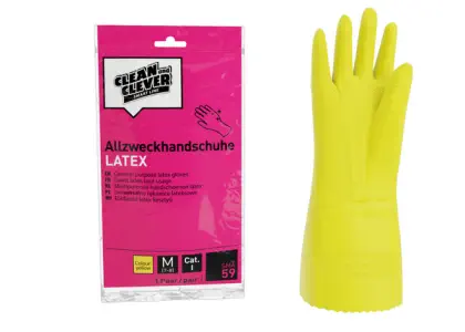 Gants universelle SAM59, Latex, jaune, taille S, doublé en coton