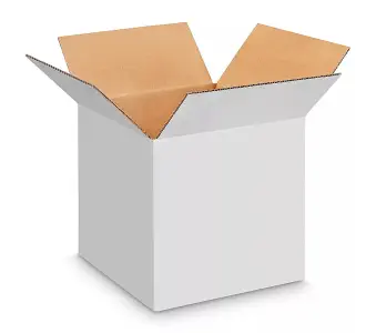 Faltbox 0201, lappengeklebt, aussen weiss, IM 148 x 106 x 100 mm