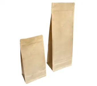 Sacchetto a fondo piatto in carta, con valvola, 115x230+2x40mm (250 gr)