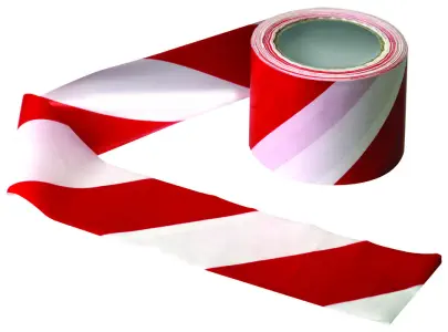 Nastro segnaletico LDPE, rosso/bianco, larghezza 75 mm