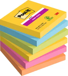 POST-IT Blocco Super Sticky Carnival 6546SSCAR 5-colori, 6x90 fogli 76x76mm (1)