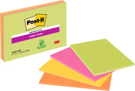 POST-IT Super Sticky Big Notes 4x45Bl. 6445-4SS 4 Farben ass. 152x101mm (1)