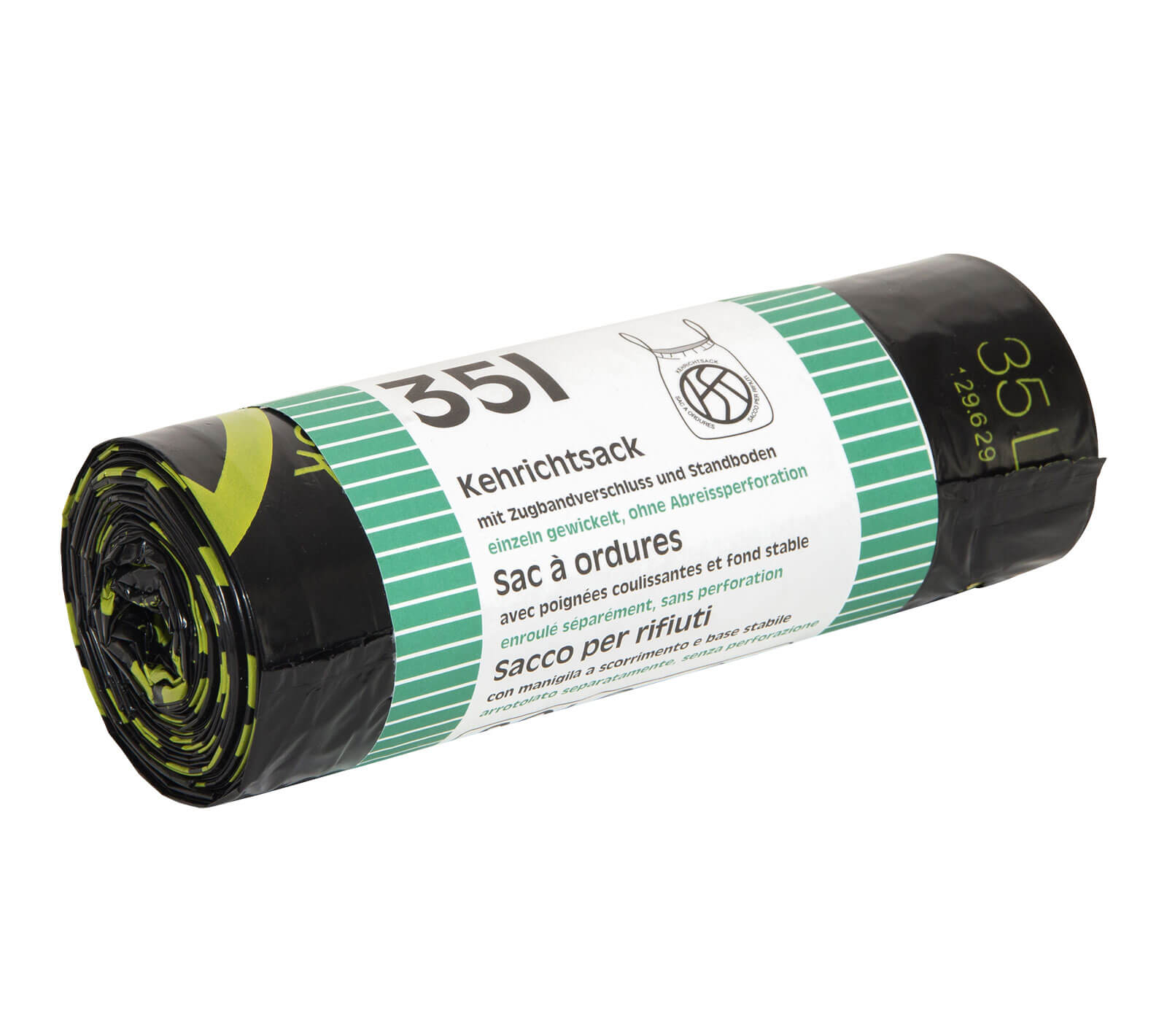 Abfallsack LDPE 40 my, 35l, schwarz, mit Zugband