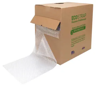 Film à bulles d'air recyclé ECOSTRAP en boîte distributrice