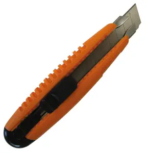Couteau de sécurité orange, avec rail métallique